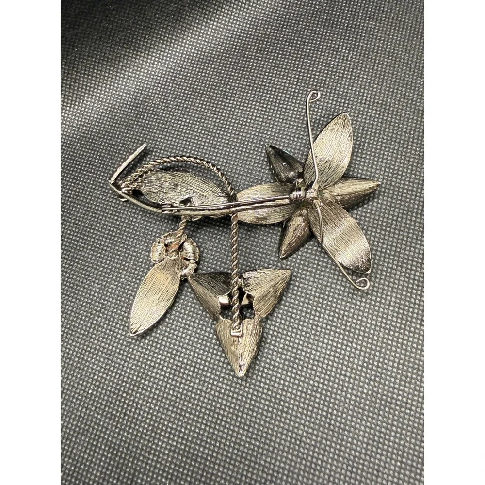 Vintage Style Enamel Flower Bouquet Brooch Rhinestone Floral Statement Pin